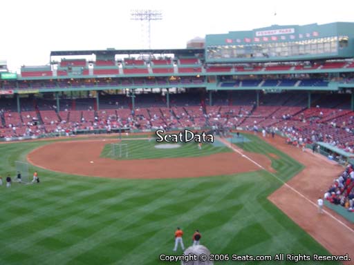 Seat view from Green Monster section M3 at Fenway Park, home of the Boston Red Sox