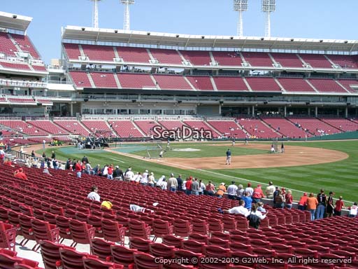 Seat view from section 135 at Great American Ball Park, home of the Cincinnati Reds