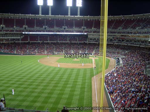 Seat view from bleacher section 406 at Great American Ball Park, home of the Cincinnati Reds