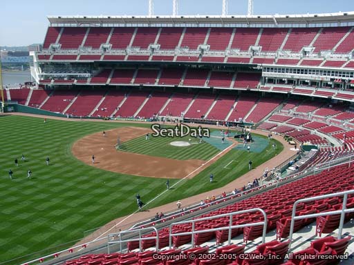 Seat view from section 411 at Great American Ball Park, home of the Cincinnati Reds