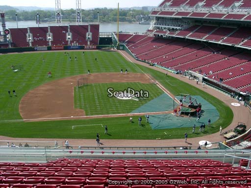 Seat view from section 417 at Great American Ball Park, home of the Cincinnati Reds
