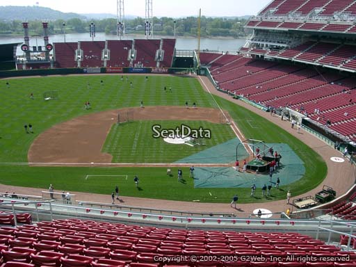 Seat view from section 418 at Great American Ball Park, home of the Cincinnati Reds