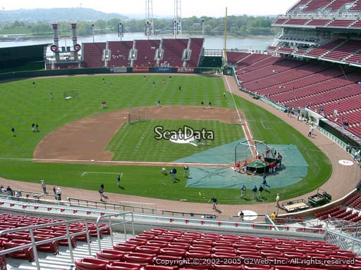 Seat view from section 419 at Great American Ball Park, home of the Cincinnati Reds