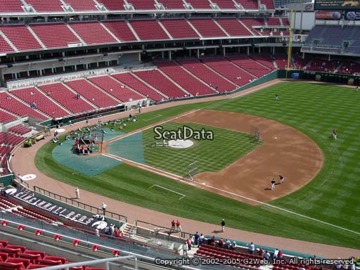 Seat view from section 433 at Great American Ball Park, home of the Cincinnati Reds
