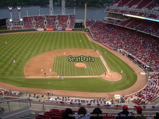 Seat view from section 518 at Great American Ball Park, home of the Cincinnati Reds