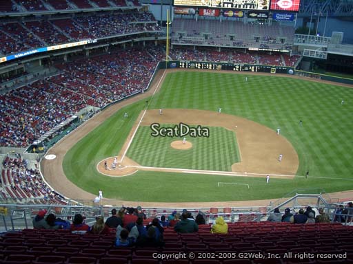 Seat view from section 529 at Great American Ball Park, home of the Cincinnati Reds