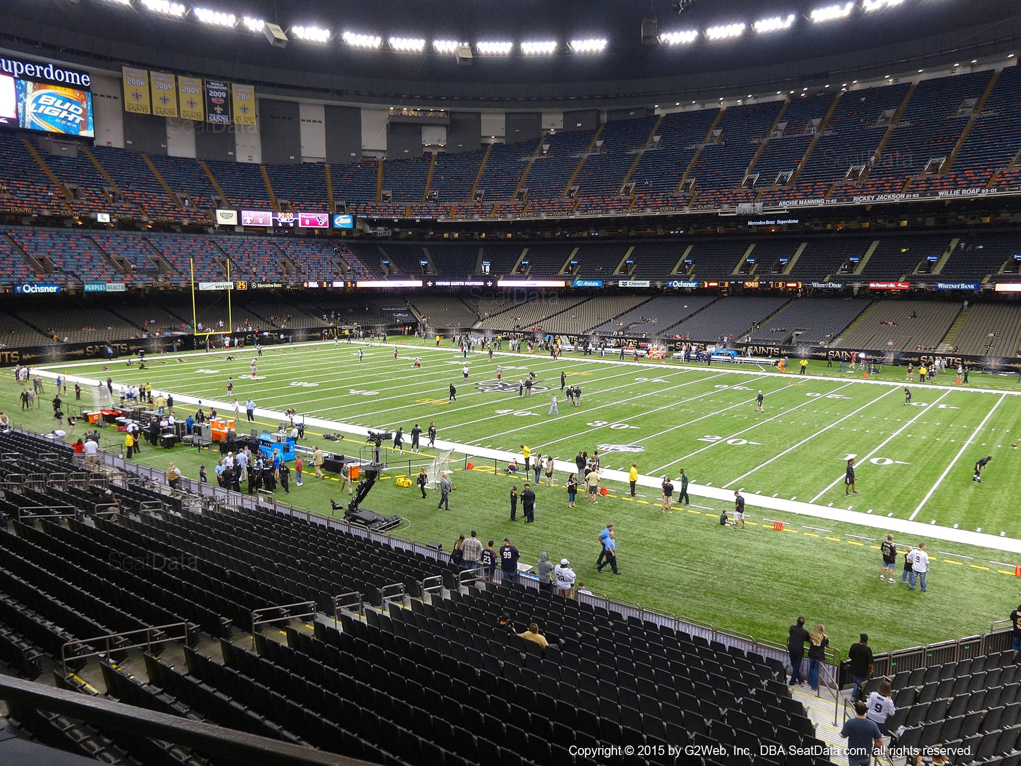 Seat view from section 255 at the Mercedes-Benz Superdome, home of the New Orleans Saints