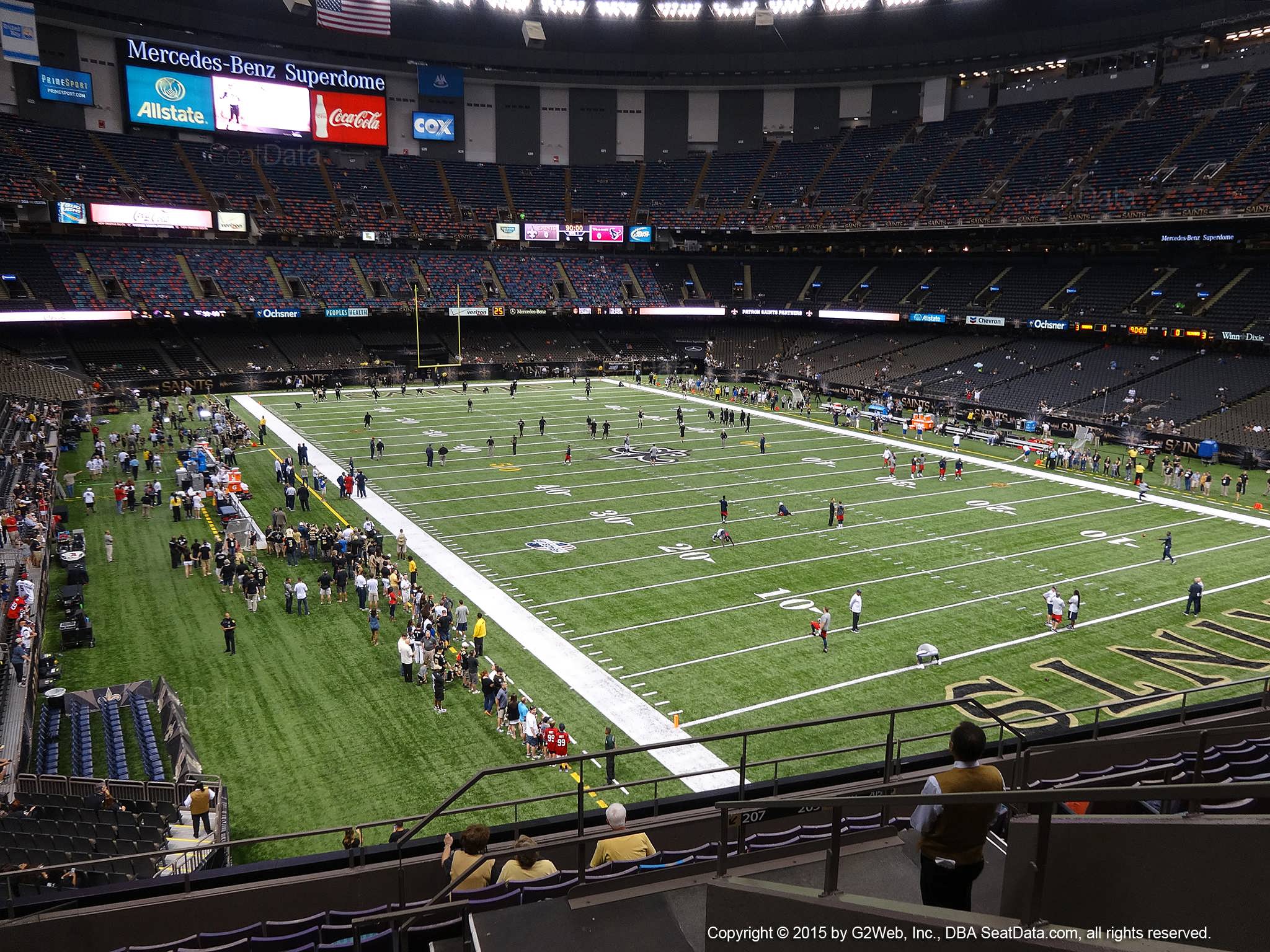Seat view from section 304 at the Mercedes-Benz Superdome, home of the New Orleans Saints