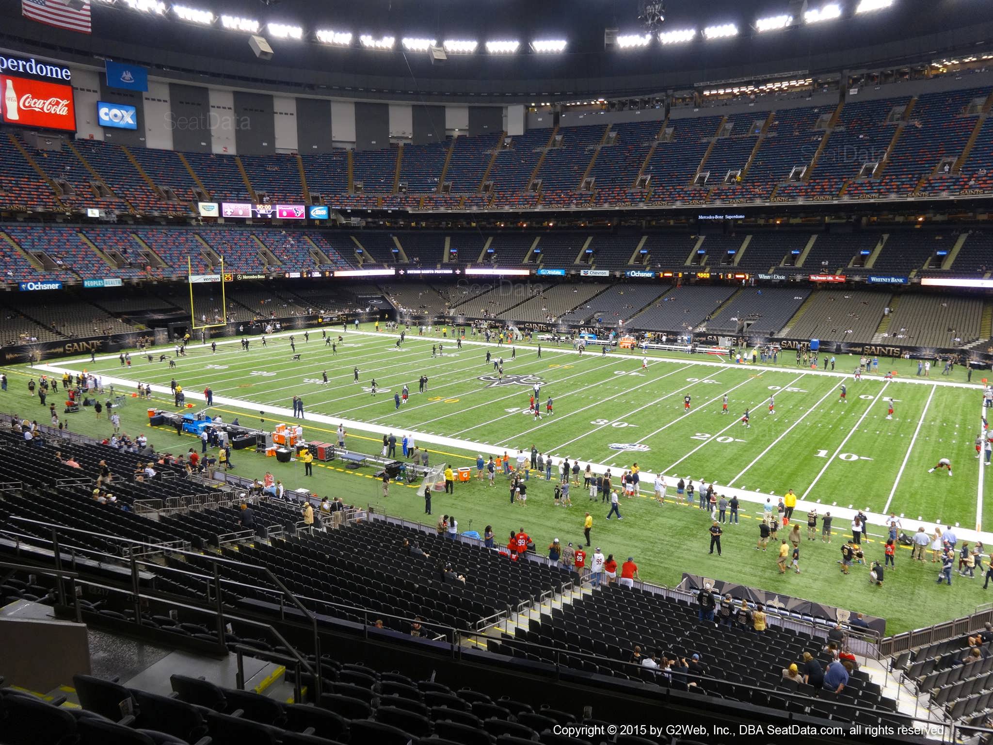 Seat view from section 308 at the Mercedes-Benz Superdome, home of the New Orleans Saints