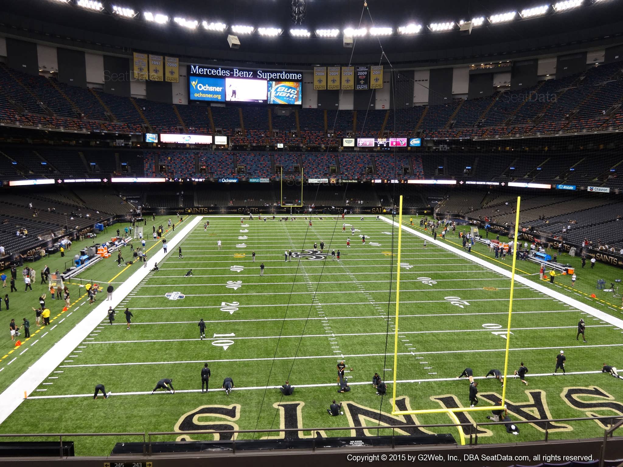 Seat view from section 325 at the Mercedes-Benz Superdome, home of the New Orleans Saints