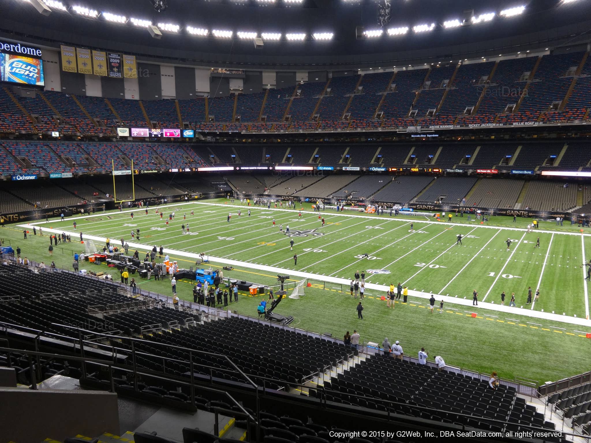 Seat view from section 332 at the Mercedes-Benz Superdome, home of the New Orleans Saints