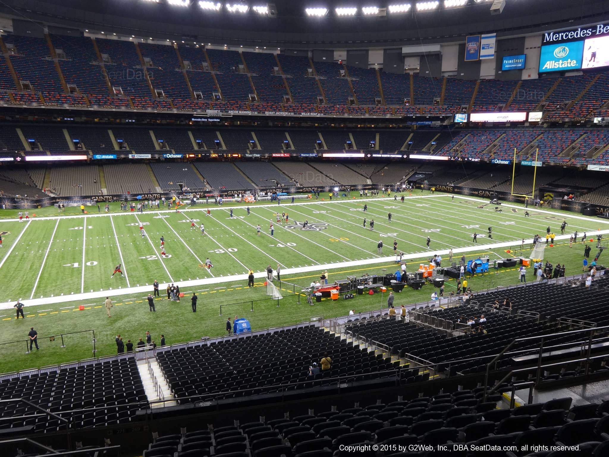 Seat view from section 339 at the Mercedes-Benz Superdome, home of the New Orleans Saints