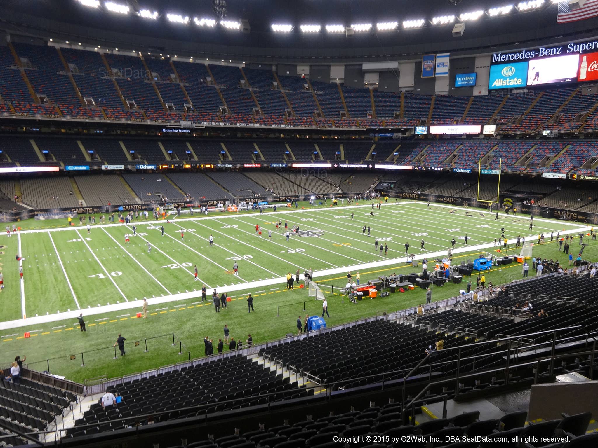 Seat view from section 340 at the Mercedes-Benz Superdome, home of the New Orleans Saints