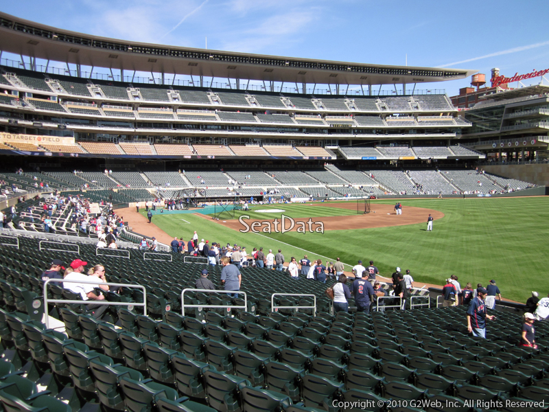 Seat view from section 102 at Target Field, home of the Minnesota Twins