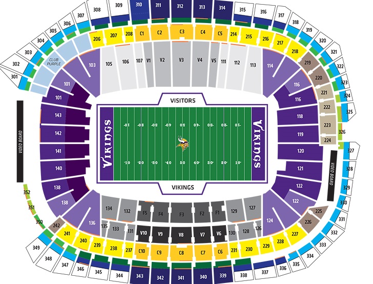 US Bank Stadium Seating Chart, Views and Reviews Minnesota Vikings