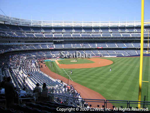 Seat view from section 208 at Yankee Stadium, home of the New York Yankees