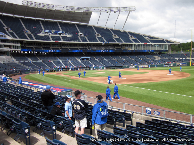 Seat view from section 141 at Kauffman Stadium, home of the Kansas City Royals