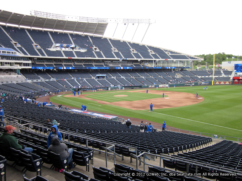 Seat view from section 242 at Kauffman Stadium, home of the Kansas City Royals