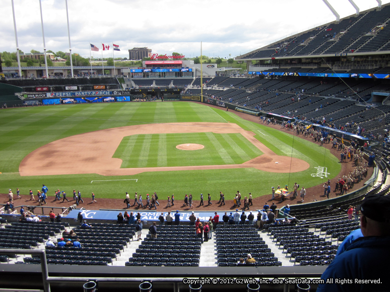Seat view from section 308 at Kauffman Stadium, home of the Kansas City Royals