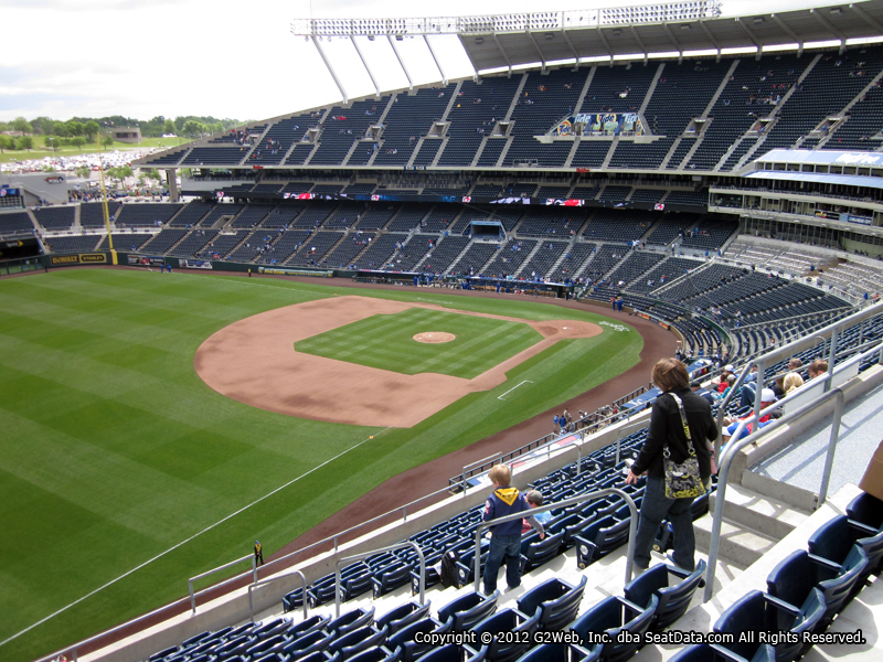 Seat view from section 403 at Kauffman Stadium, home of the Kansas City Royals