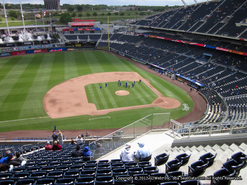 Seat view from section 411 at Kauffman Stadium, home of the Kansas City Royals