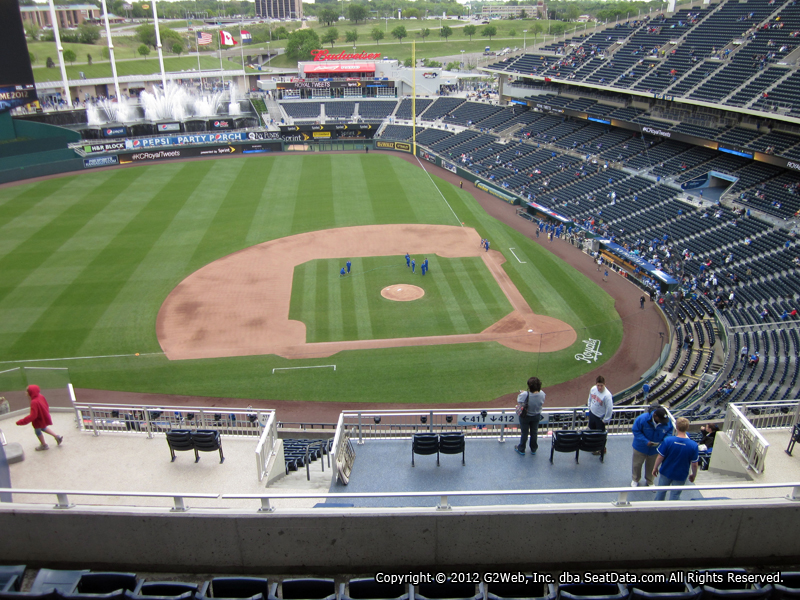 Seat view from section 412 at Kauffman Stadium, home of the Kansas City Royals