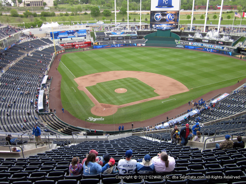 Seat view from section 423 at Kauffman Stadium, home of the Kansas City Royals