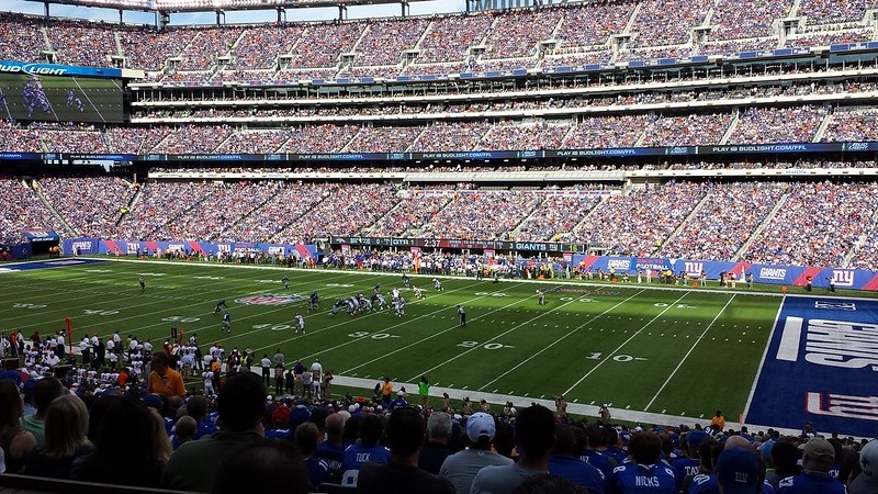 Photo taken from the lower level seats at Metlife Stadium during a New York Giants game.
